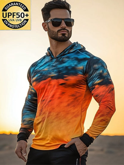 Men's Outdoor Sun Protection Cool Hooded Sun Protection Long Sleeve Top