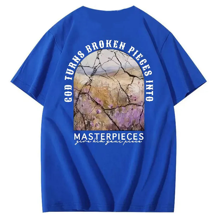 God Turns Broken Pieces Into Masterpieces Christian Pattern Crew Neck T-Shirt