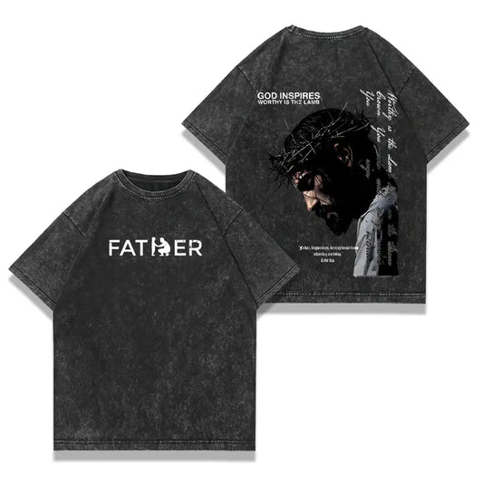 valentine shirts FATHER , FORGIVE THEM Vintage Jesus Christian Oversized Washsd T-Shirt