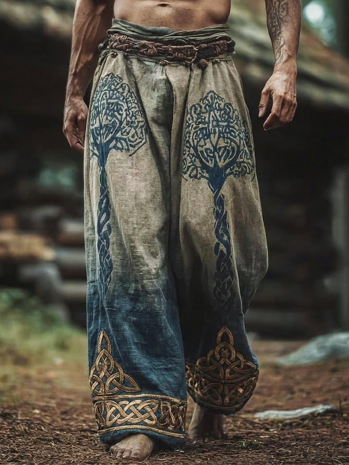 Men's Viking Tree Of Life Bohemian style Nordic Retro Pants