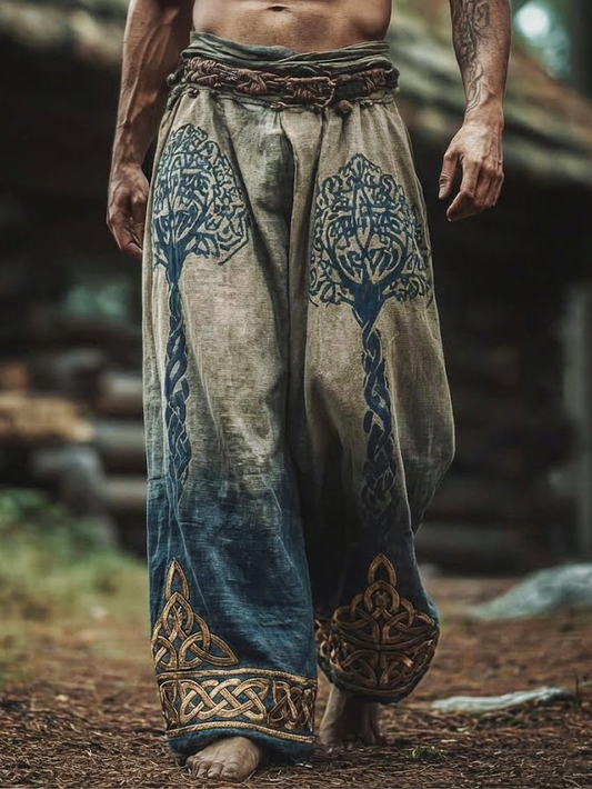 Men's Viking Tree Of Life Bohemian style Nordic Retro Pants