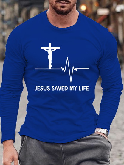 Jesus Save My Life Christian Cotton Long Sleeve T-Shirt