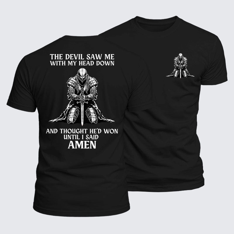 Luxe Mercerized Cotton Tee - The Devil Saw Me Until I Said Amen