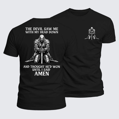 Luxe Mercerized Cotton Tee - The Devil Saw Me Until I Said Amen