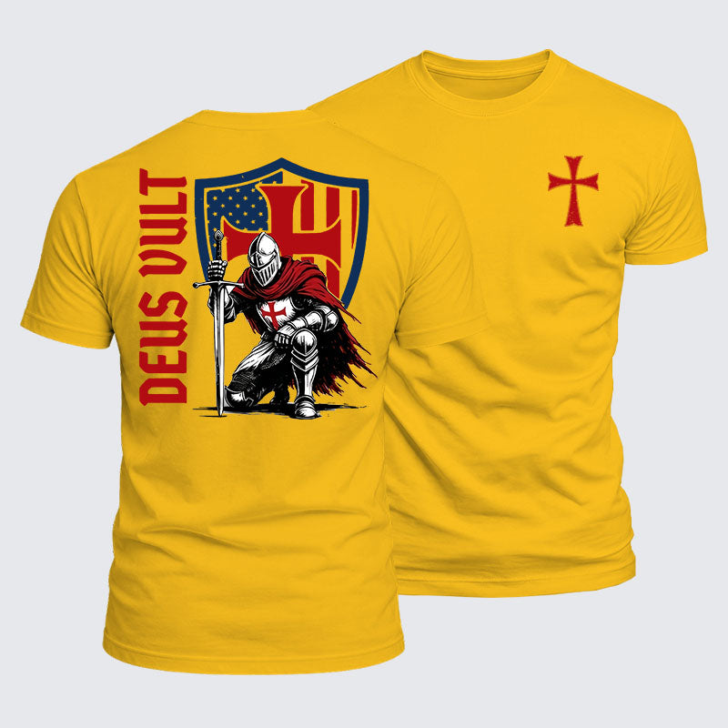 Luxe Mercerized Cotton Tee - Templar Knight Crusader Deus Vult