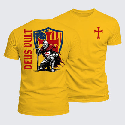Luxe Mercerized Cotton Tee - Templar Knight Crusader Deus Vult