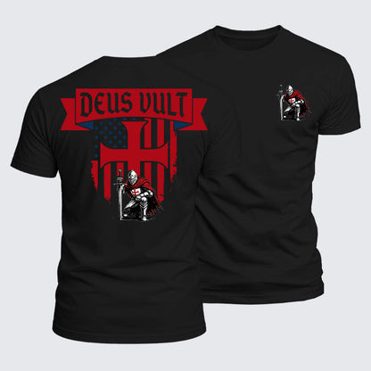 Luxe Mercerized Cotton Tee - Templar Knight Crusader Deus Vult