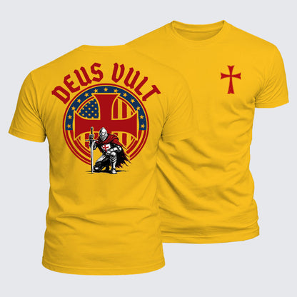 Luxe Mercerized Cotton Tee - Templar Knight Crusader Deus Vult