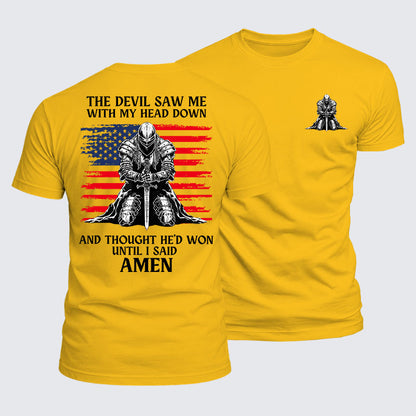 Luxe Mercerized Cotton Tee - The Devil Saw Me Until I Said Amen