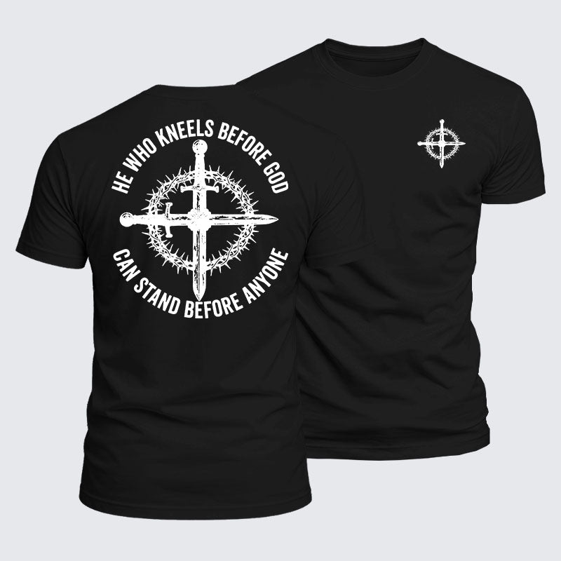 Luxe Mercerized Cotton Tee - He Who Kneels Before God Can Stand Before Anyone