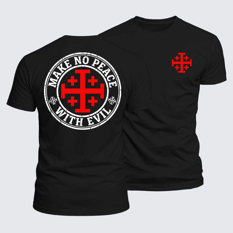 Luxe Mercerized Cotton Tee - Make No Peace with Evil Knight Templar Jerusalem Cross