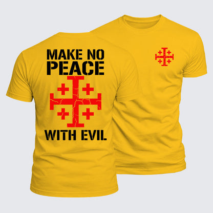 Luxe Mercerized Cotton Tee - Make No Peace with Evil Knight Templar Jerusalem Cross