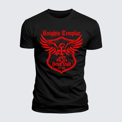 Luxe Mercerized Cotton Tee -  Knights Templar Deus Vult
