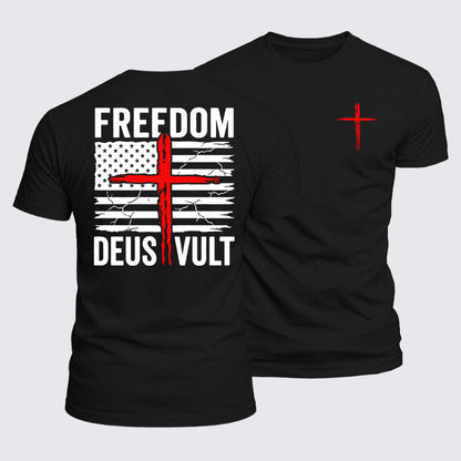 Luxe Mercerized Cotton Tee - Deus Vult American Flag Freedom