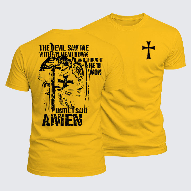 Luxe Mercerized Cotton Tee - The Devil Saw Me with My Head Down and Thought He'd Won Until I Said Amen