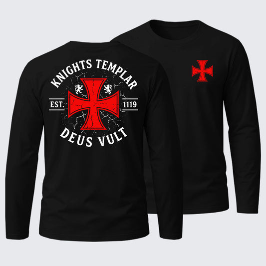 Knights Templar Deus Vult Cotton Long Sleeve T-Shirt