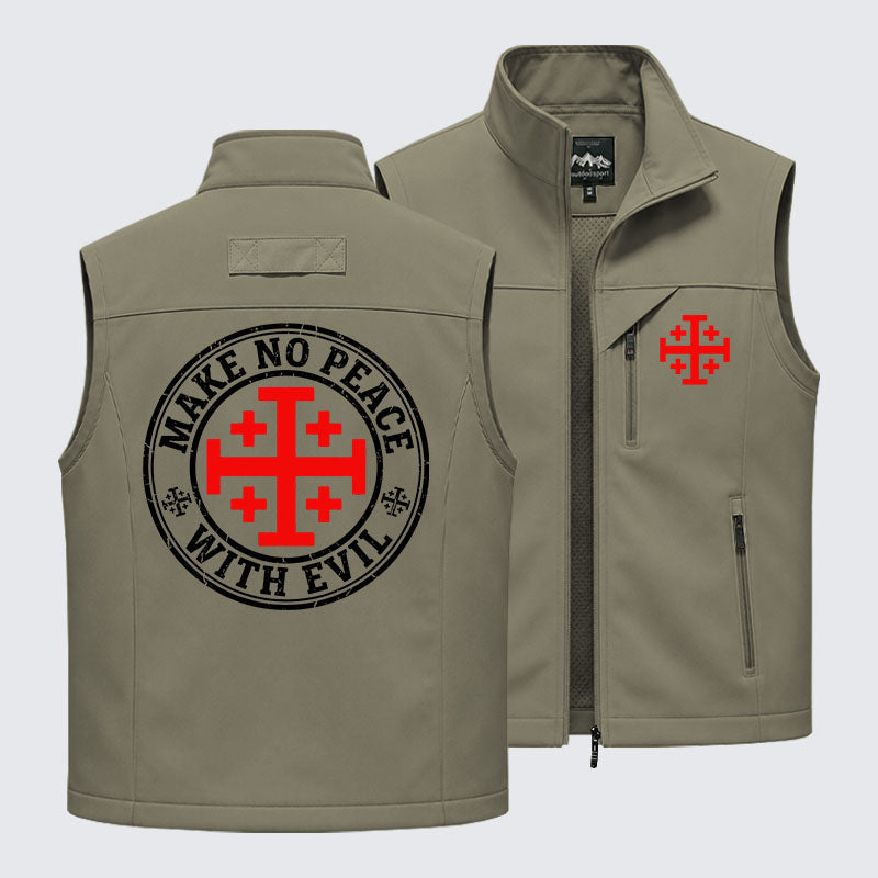 Make No Peace with Evil Knight Templar Jerusalem Cross Outdoor Quick-dry Vest