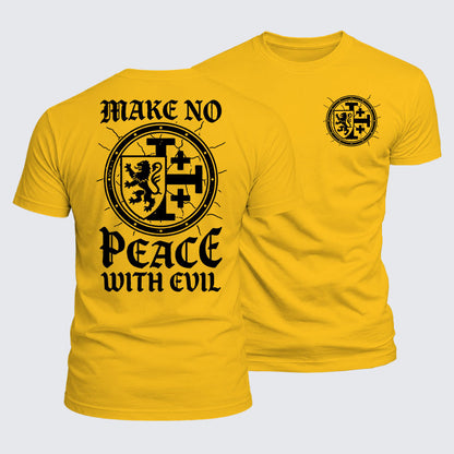 Luxe Mercerized Cotton Tee -  Make No Peace with Evil Knight Templar Jerusalem Cross