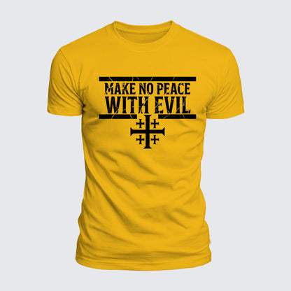 Luxe Mercerized Cotton Tee -  Make No Peace with Evil Knight Templar Jerusalem Cross