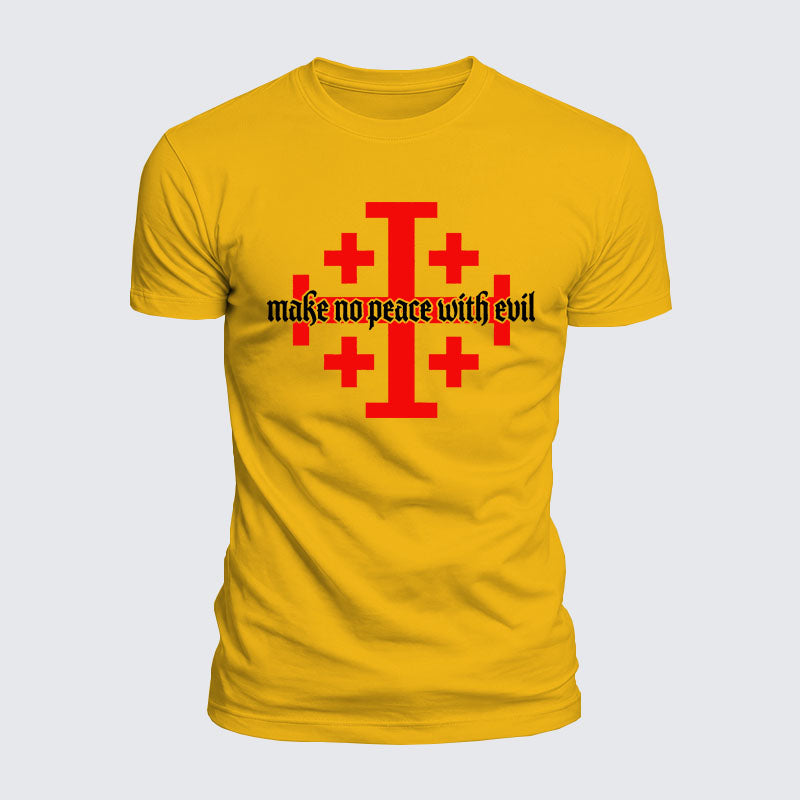 Luxe Mercerized Cotton Tee -  Make No Peace with Evil Knight Templar Jerusalem Cross