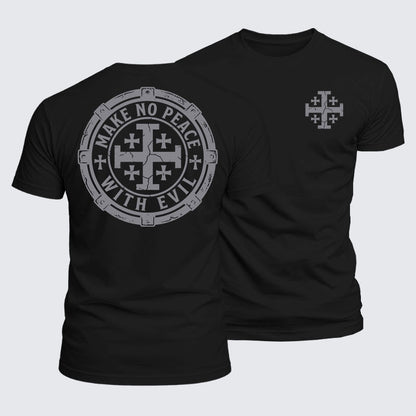 Luxe Mercerized Cotton Tee -  Make No Peace with Evil Knight Templar Jerusalem Cross