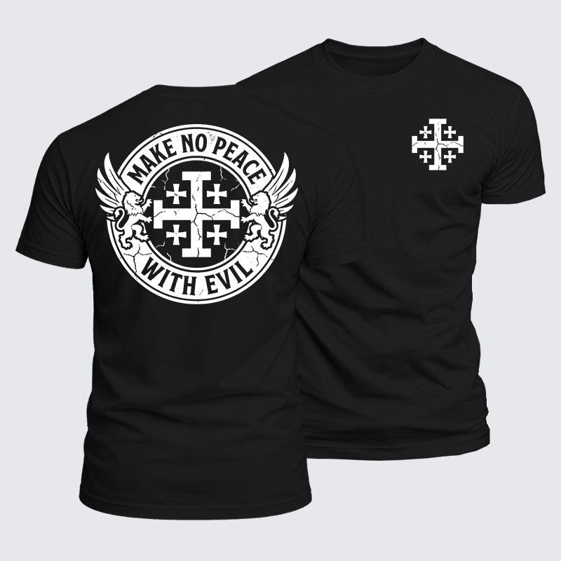 Luxe Mercerized Cotton Tee -  Make No Peace with Evil Knight Templar Jerusalem Cross