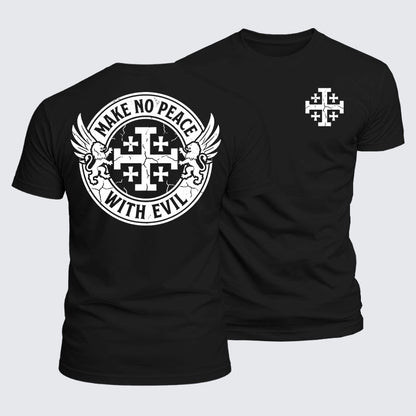 Luxe Mercerized Cotton Tee -  Make No Peace with Evil Knight Templar Jerusalem Cross