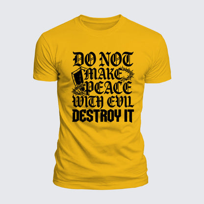 Luxe Mercerized Cotton Tee -  Make No Peace with Evil Knight Templar Jerusalem Cross