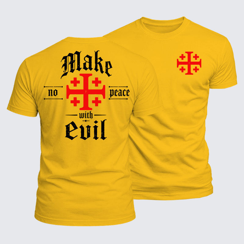 Luxe Mercerized Cotton Tee - Make No Peace with Evil Knight Templar Jerusalem Cross