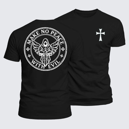 Luxe Mercerized Cotton Tee - Make No Peace with Evil Knight Templar Jerusalem Cross