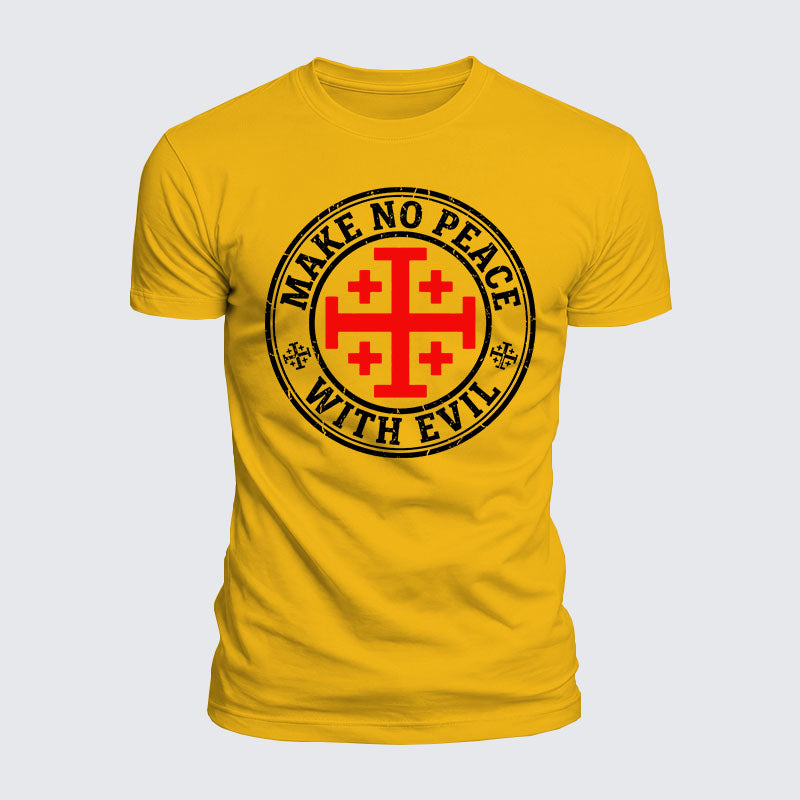 Luxe Mercerized Cotton Tee - Make No Peace with Evil Knight Templar Jerusalem Cross