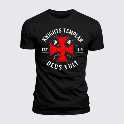 Luxe Mercerized Cotton Tee - Knights Templar Deus Vult