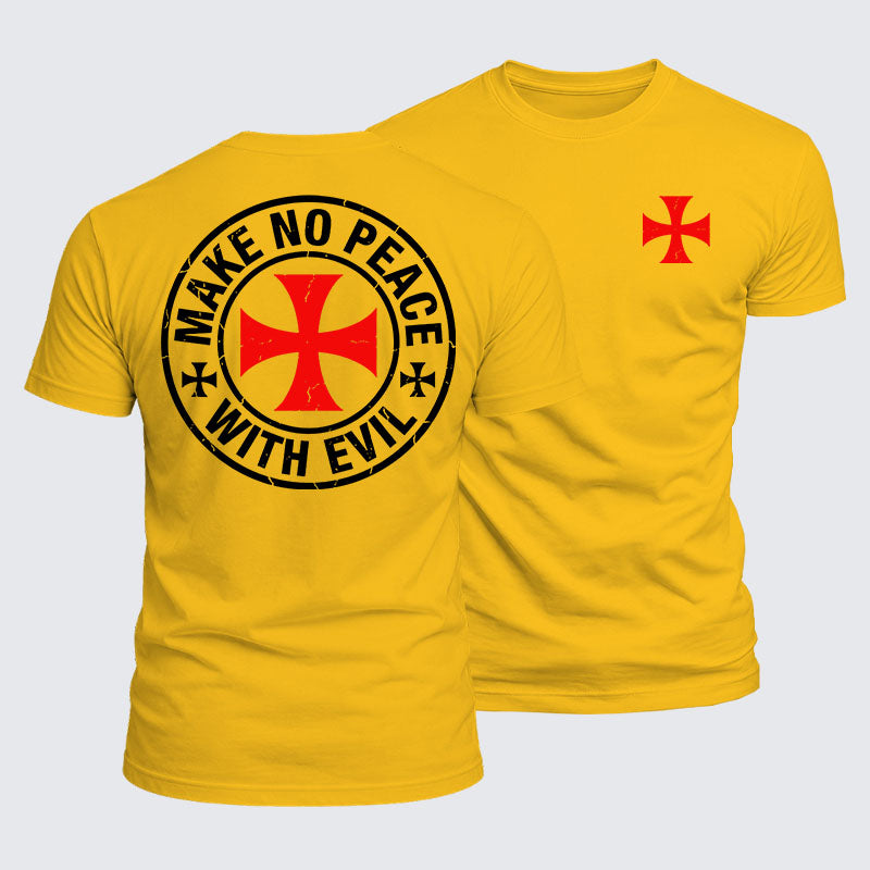 Luxe Mercerized Cotton Tee - Make No Peace with Evil Knight Templar Cross
