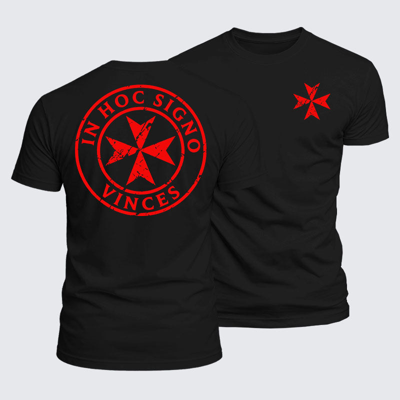 Luxe Mercerized Cotton Tee - In Hoc Signo Vinces Knight Templar Cross