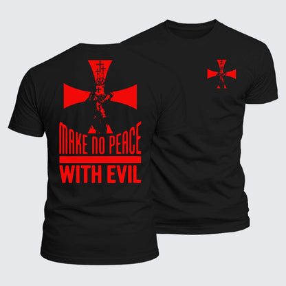 Luxe Mercerized Cotton Tee - Make No Peace with Evil Knight Templar Cross