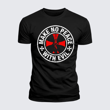 Luxe Mercerized Cotton Tee - Make No Peace with Evil Knight Templar Cross