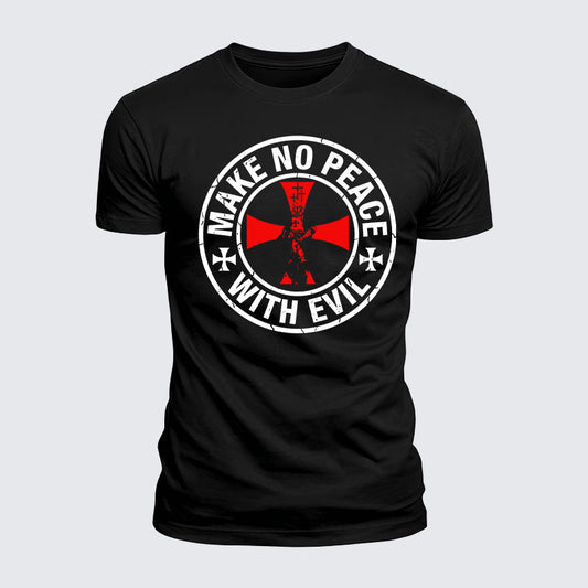Luxe Mercerized Cotton Tee - Make No Peace with Evil Knight Templar Cross