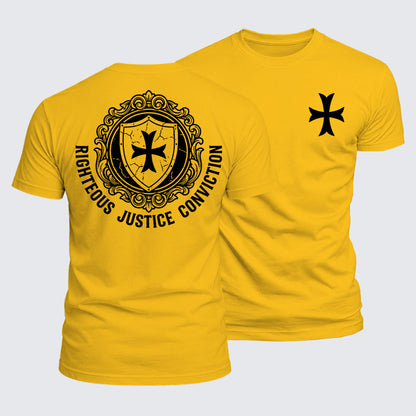 Luxe Mercerized Cotton Tee - Templar Virtues of the Knights Templar Shield