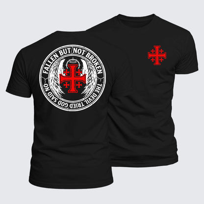 Luxe Mercerized Cotton Tee - Fallen But Not Broken The Devil Tried God Said No
