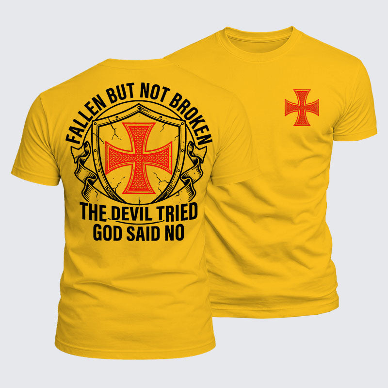 Luxe Mercerized Cotton Tee - Fallen But Not Broken The Devil Tried God Said No