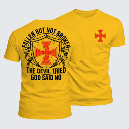 Luxe Mercerized Cotton Tee - Fallen But Not Broken The Devil Tried God Said No