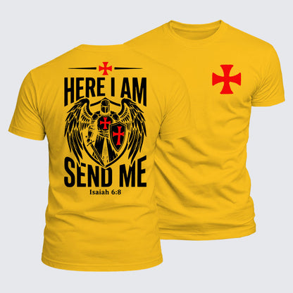 Luxe Mercerized Cotton Tee - Here I Am Send Me Knight Templar Crusader