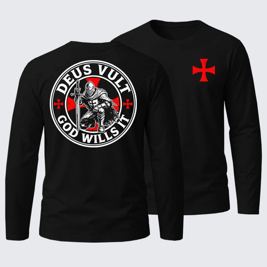 Knights Templar Deus Vult Cotton Long Sleeve T-Shirt