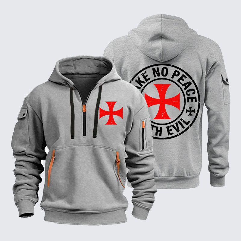 Zipper Hoodies - Make No Peace with Evil Knight Templar Cross