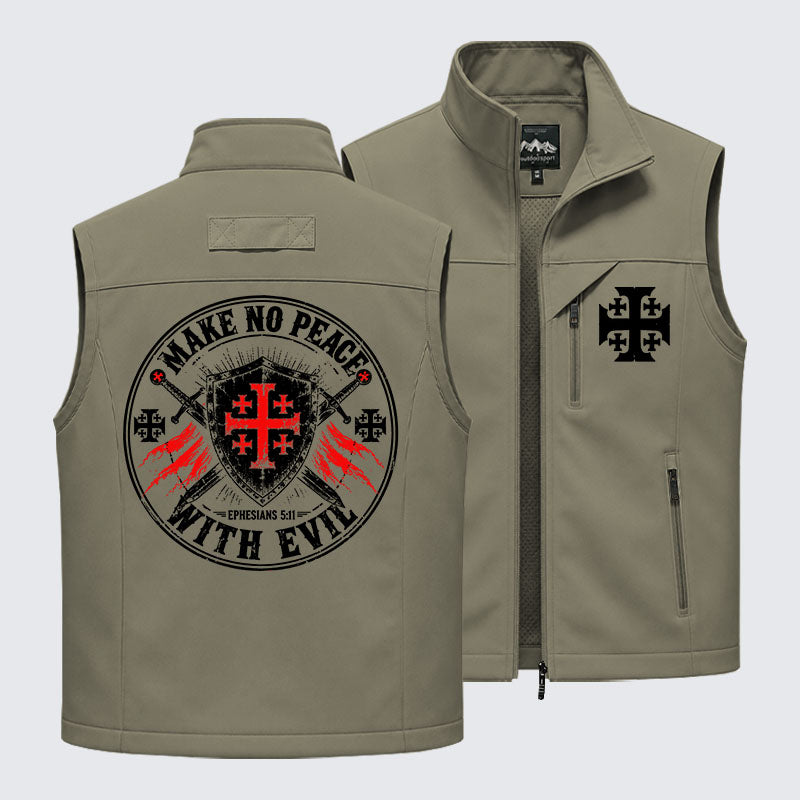 Make No Peace with Evil Knight Templar Jerusalem Cross Outdoor Quick-dry Vest