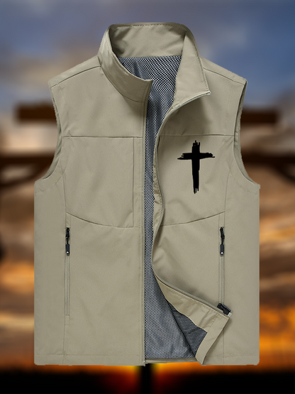 Cross Printed Jesus God Christian Outdoor Quick-dry Vest