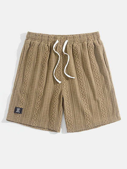 Men's Jacquard Textured Embroidered Logo Casual Shorts