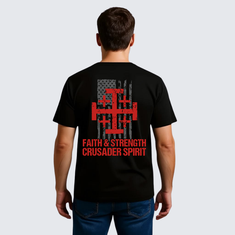 Luxe Mercerized Cotton Tee - Faith &Strength Crusader Spirit Crusader Knight