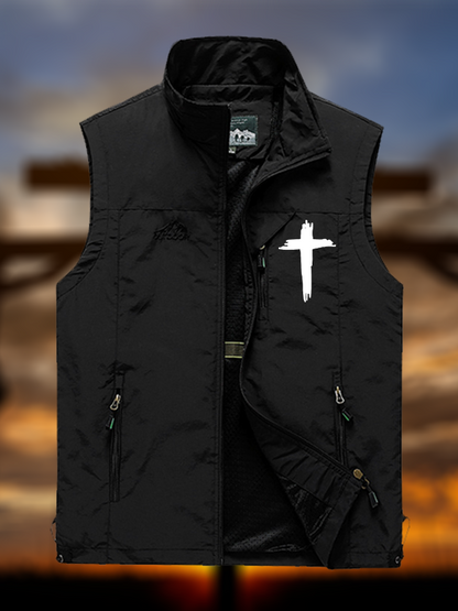 Cross Printed Jesus God Christian Outdoor Quick-dry Vest
