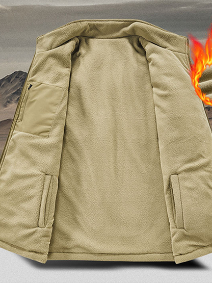 Cross Printed Jesus God Christian Reversible Outdoor Fleece-Lined Multi-Pocket Vest